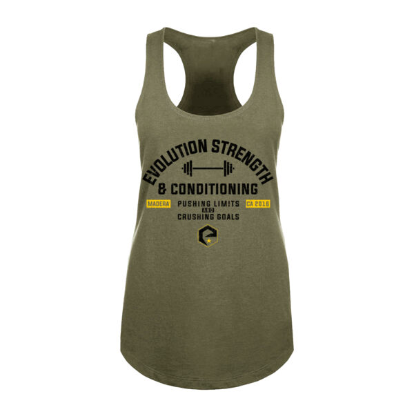 PUSHING LIMITS - WOMEN'S FITTED TANK TOP - MILITARY GREEN - $KQFYV5$ Thumbnail