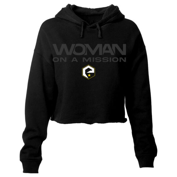 EVOLUTION - WOMAN ON A MISSION - WOMEN'S CROPPED HOODIE - $E8K9RF$ Thumbnail